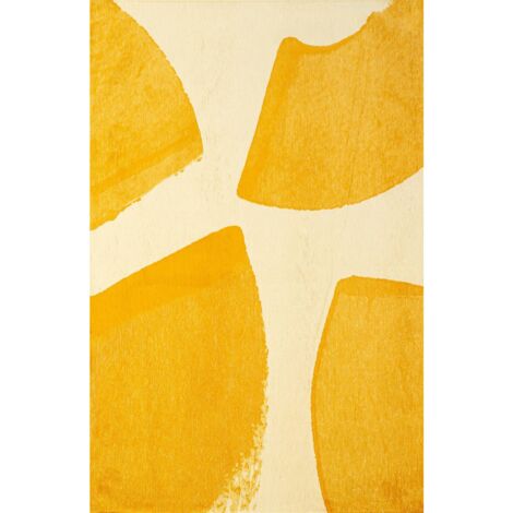 Tapis intérieur extérieur jaune antidérapant jacquard - 80 x 150 cm