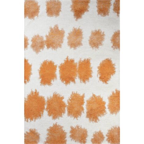 Tapis intérieur extérieur jaune motif abstrait antidérapant - 80 x 150 cm