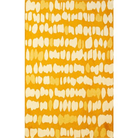 Tapis intérieur extérieur jaune motif organique antidérapant - 240 x 340 cm