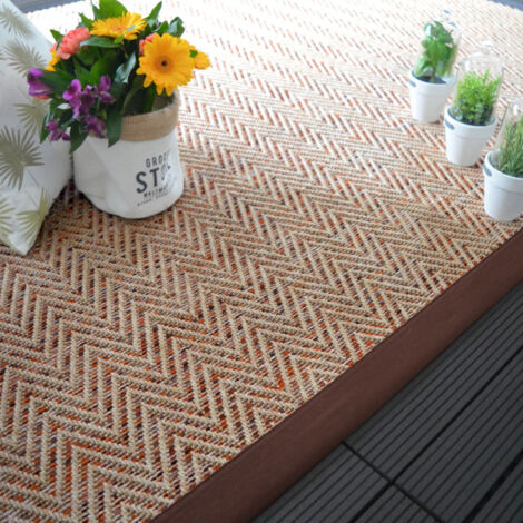 Tapis intérieur / extérieur - Java Chevron nature - Ganse marron - 140 x 200 cm