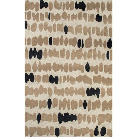 Tapis intérieur extérieur noir jacquard antidérapant - 140 x 200 cm