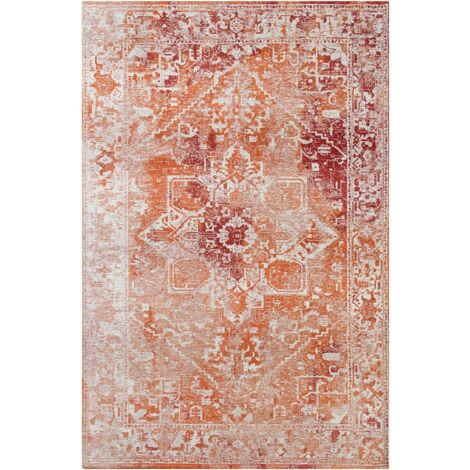 Tapis intérieur extérieur rouge jacquard antidérapant - 200 x 280 cm