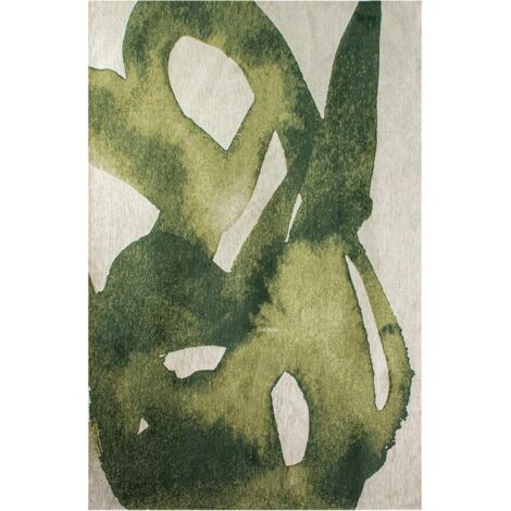 Tapis intérieur extérieur vert jacquard antidérapant - 240 x 340 cm