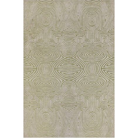 Tapis intérieur extérieur vert jacquard antidérapant - 80 x 150 cm