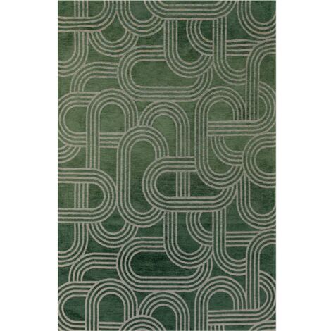 Tapis intérieur extérieur vert motif disco antidérapant - 80 x 150 cm