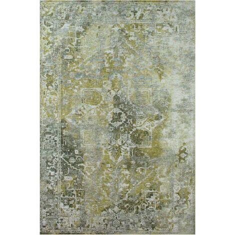 Tapis intérieur extérieur vert motif jacquard chic - 200 x 280 cm