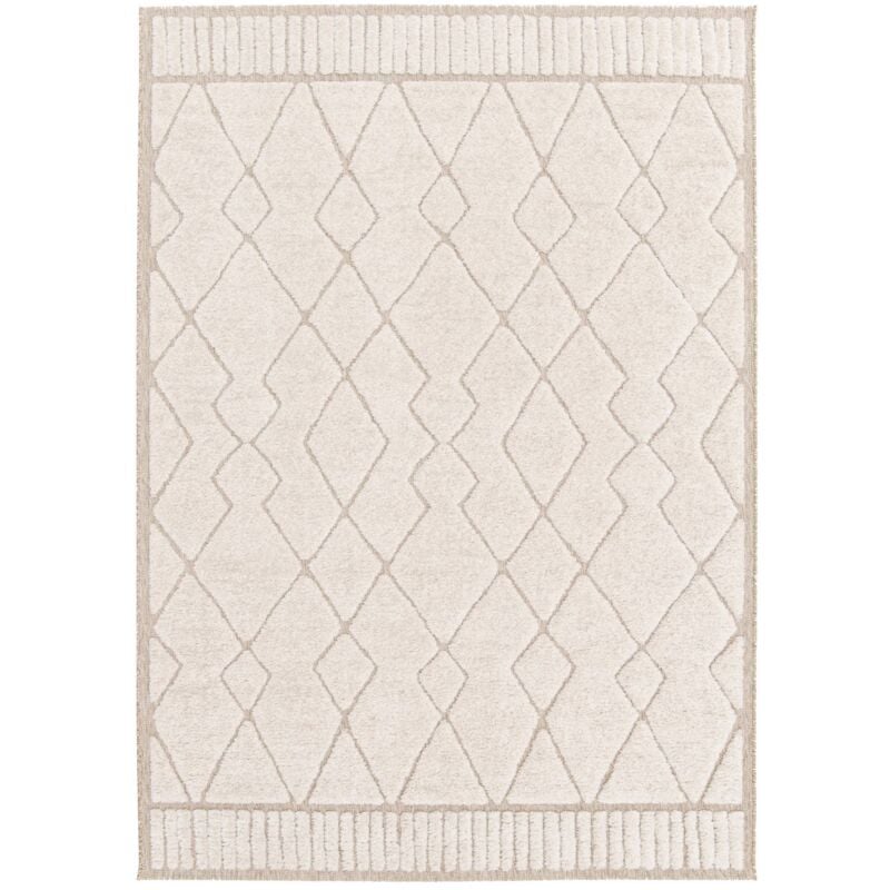 Sweeek - Tapis intérieur motif ethnique berbère. poils ras. beige et crème 80 x 150 cm