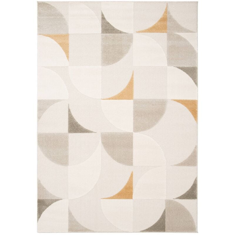 Sweeek - Tapis intérieur motifs rétro poils ras crème 160 x 230 cm