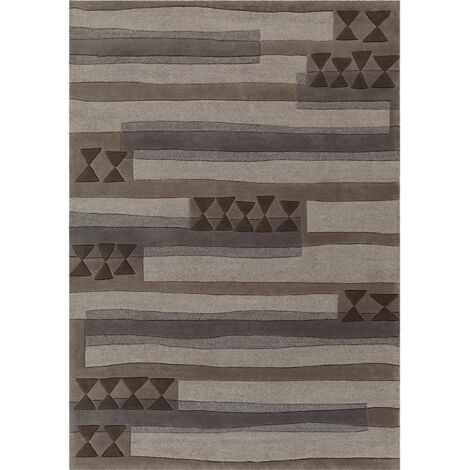 Tapis intérieur olive tufté main motif graphique doux - 240 x 170 cm
