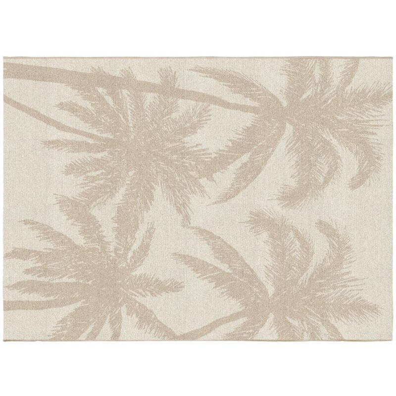 Vente-unique - Tapis intérieur ou extérieur à motifs palmiers - 150 x 200 cm - Beige - beneris