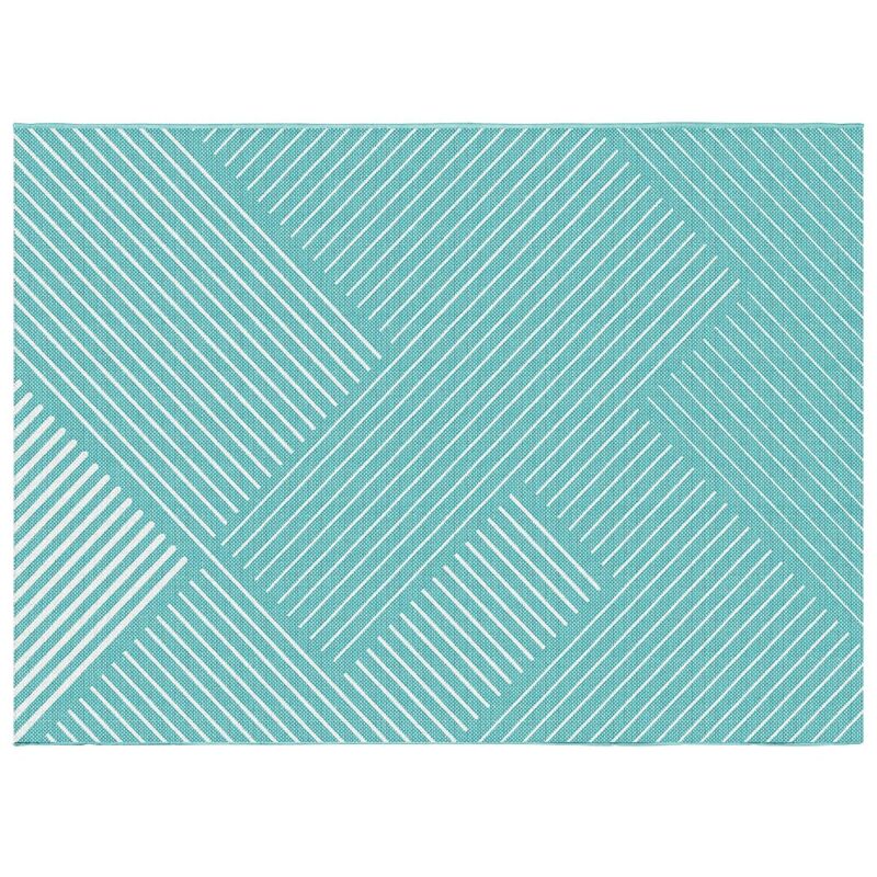 Vente-unique - Tapis intérieur ou extérieur géométrique - 150 x 200 cm - bleu - riviera