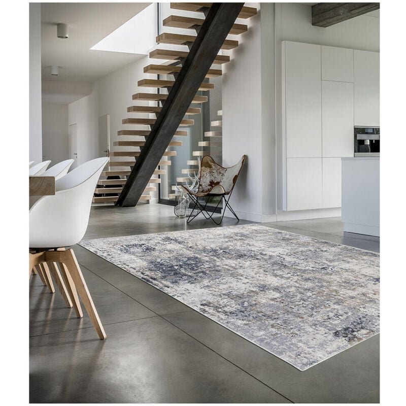 Deladeco - Tapis intérieur vintage rectangle rayé beige Oxford Beige 200x300