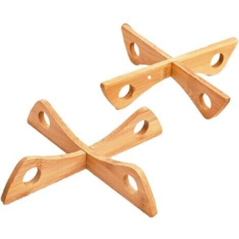 Tapis isolant thermique en bois en forme de croix (lot de 2) [Version peinte] Emballé individuellement (sachet OPP)