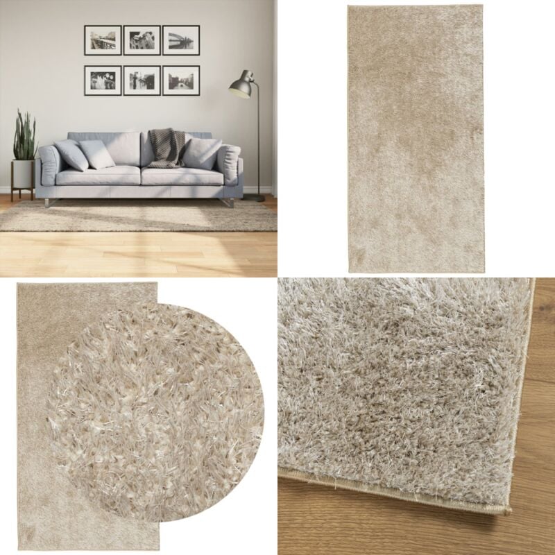 Vidaxl - Tapis istan à poils longs aspect brillant beige 100x200 cm - Tapis Moelleux - Tapis Salon - Tapis Chambre - Tapis Décoratif - Tapis Beige