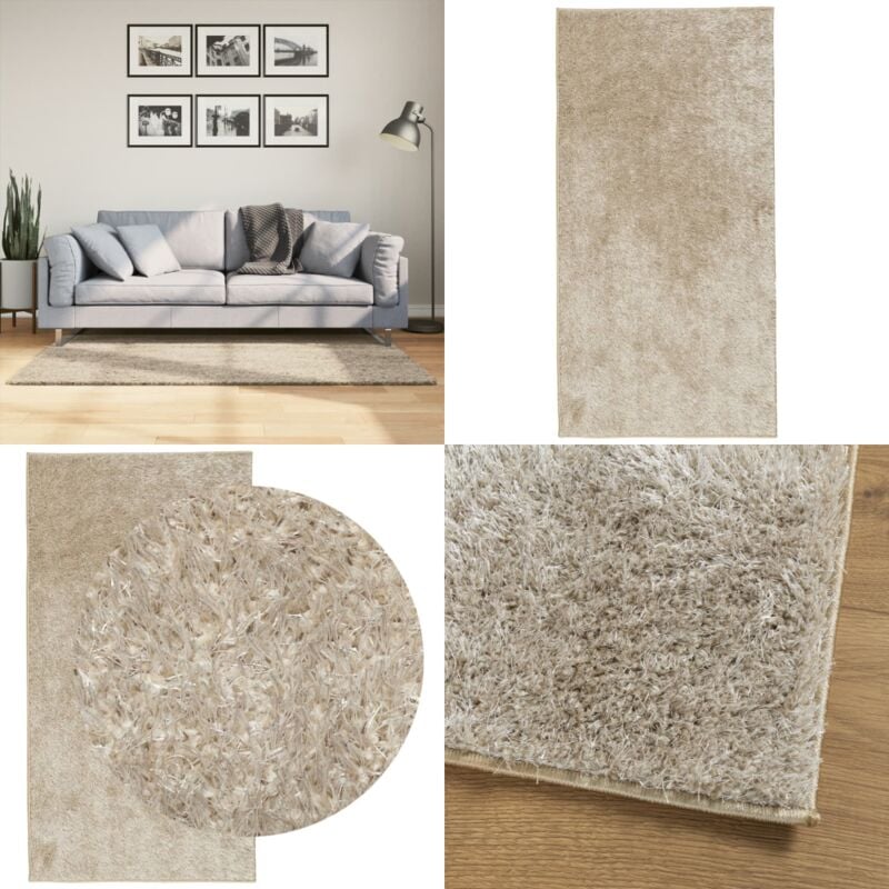 Vidaxl - Tapis istan à poils longs aspect brillant beige 80x150 cm - Tappeto Design - Tapis Intérieur - Tapis Salon - Tapis Chambre - Tapis Moelleux