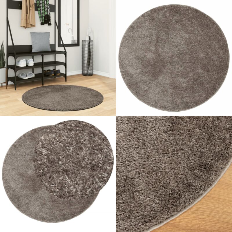 Tapis istan à poils longs aspect brillant gris ø 100 cm - Tapissalon - Tapis Chambre - Tapis Décoratif - Tapis Moelleux - Tapis Antidérapant - Home &