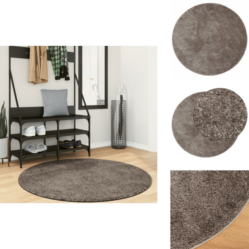 Tapis istan à poils longs aspect brillant gris ø 120 cm - Tapissalon - Tapis Chambre - Tapis Décoratif - Tapis Moelleux - Tapis Antidérapant