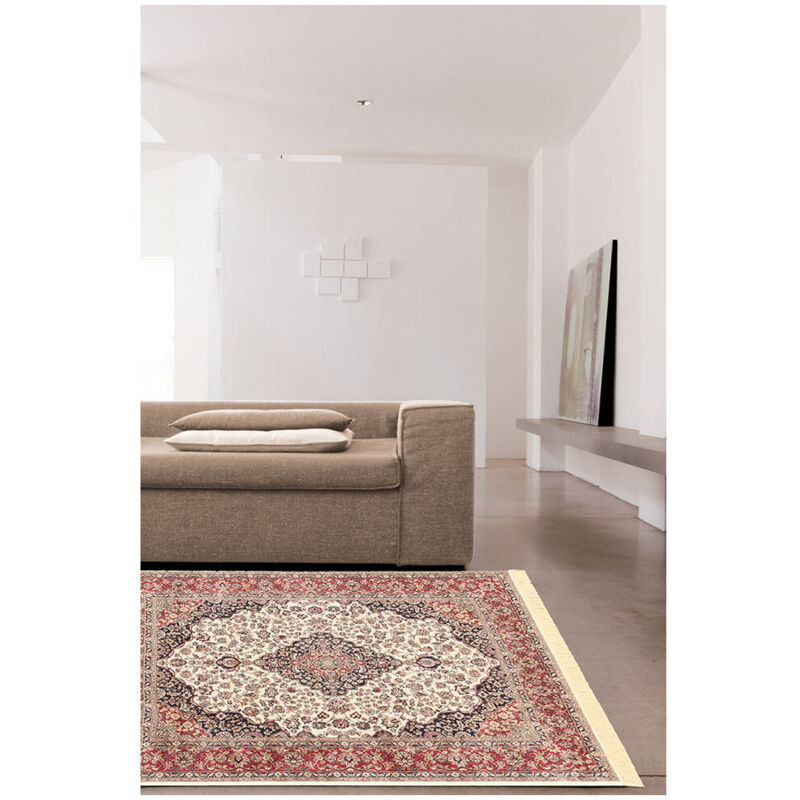 Deladeco - Tapis ivoire style oriental pour salon rectangle Clifden Ivoire 67x105