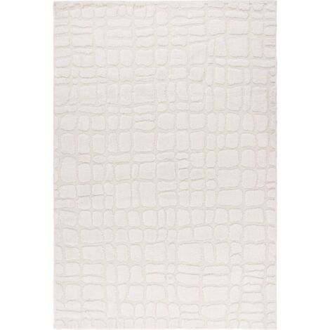 Tapis ivoire ultra doux à relief effet peau reptile - 150 x 80 cm