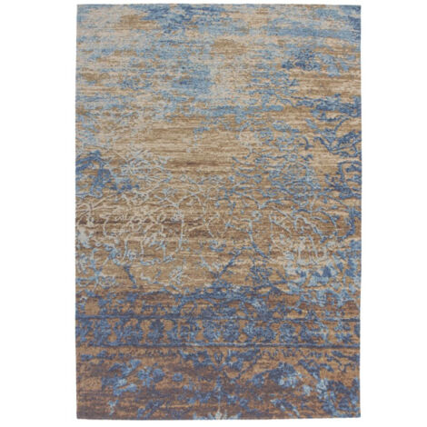 Tapis Jacquard à Poils Courts "Blaze" Bleu & Beige 155 x 230 cm