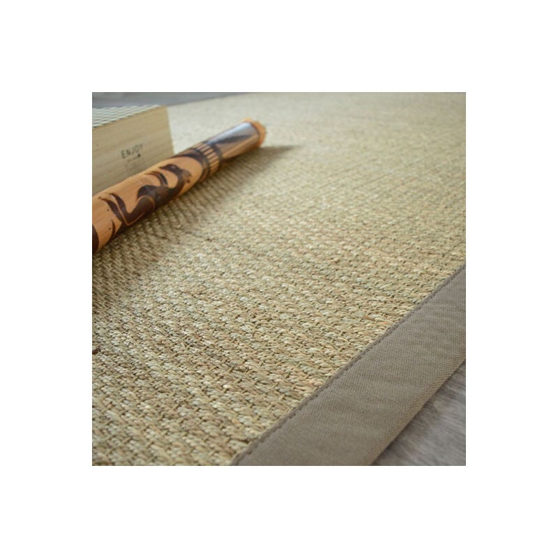  Tapis  Jonc  de  mer  Kalapa fin panama ganse coton taupe 