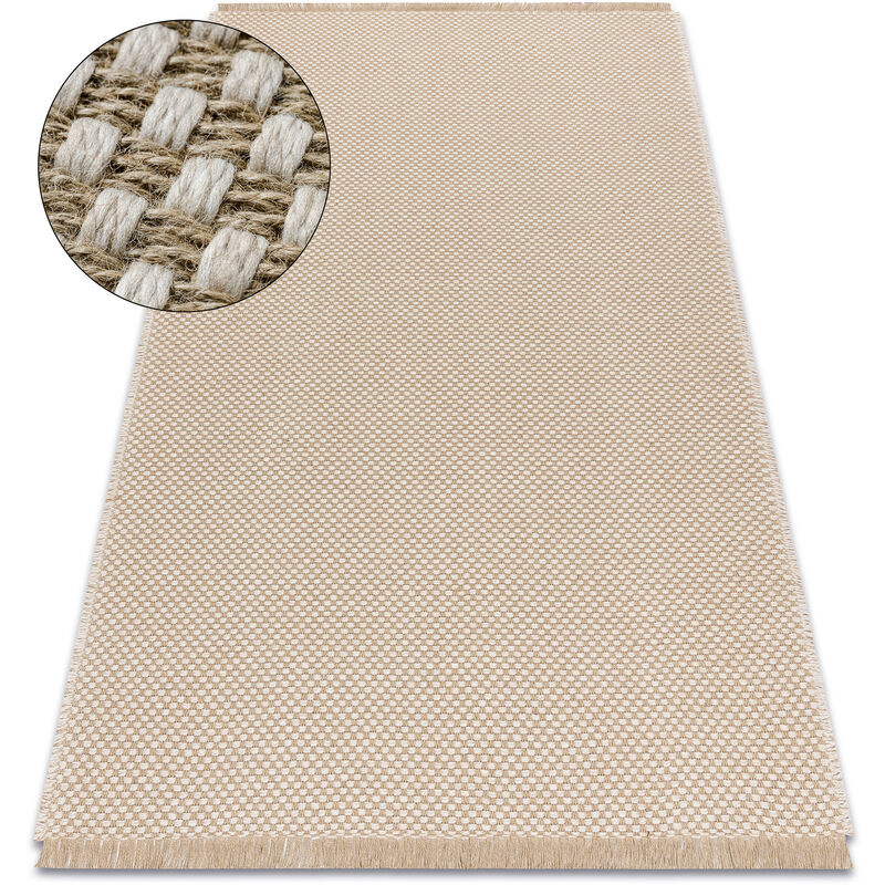 Tapis JUTE 3731 crème / beige - jute, tissé à plat, franges beige 80x150 cm