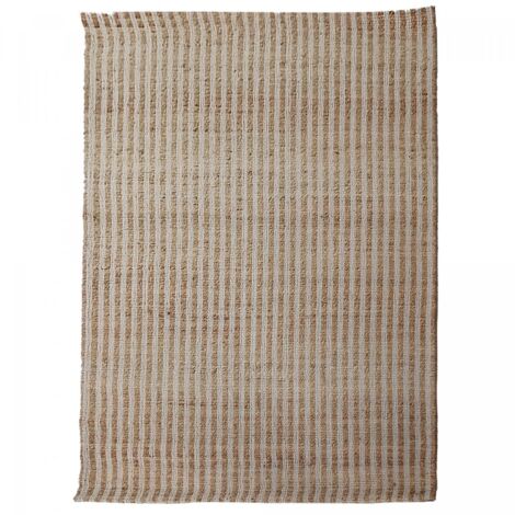 Tapis jute fait main 200x290 beige et blanc VERTYJUTE