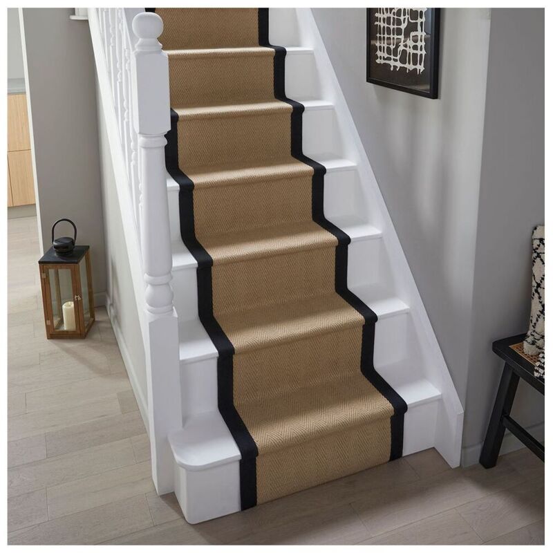 Flair Rugs - Tapis jute rectangle design Kira Noir 200x290