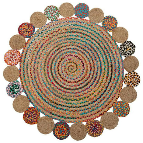 Grand tapis rond design multicolore