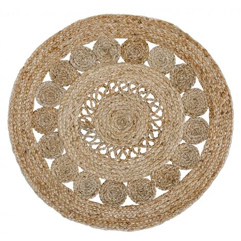 Tapis jute tissé Ø150cm beige rond JUTE RUG