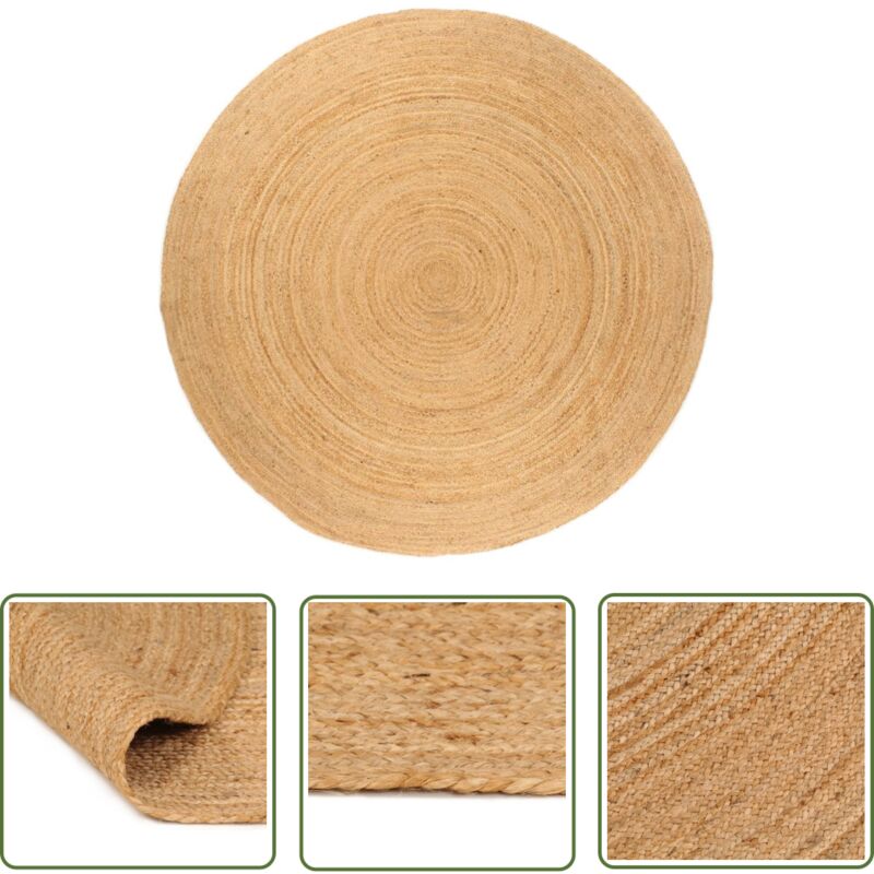 Prolenta Premium - The Living Store Tapis Jute tressé 180 cm Rond - Tapis En Jute - Tapis Rond - Tapis Artisanal - Tapis Naturel - Décoration