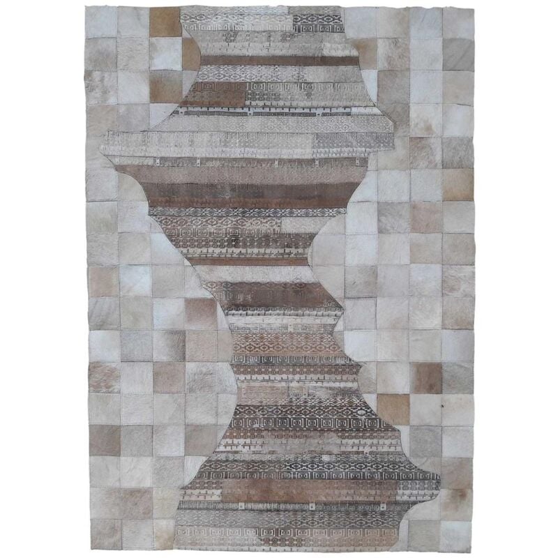 Unamourdetapis - Tapis peau de vache 120x170 beige kilim fait main structa
