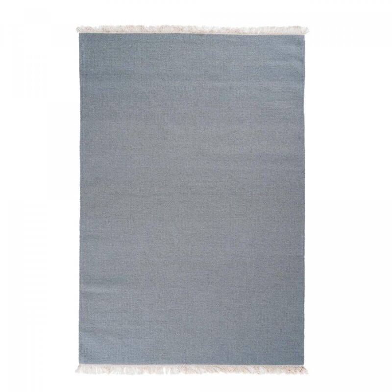 Tapis kilim fait main en laine 170x240 gris souris rectangle motif uni LYN12 BAYA IBAY