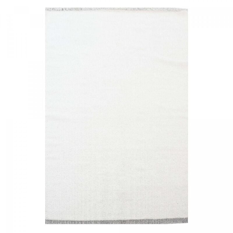 Tapis kilim fait main en laine 80x150 blanc rectangle motif uni baya ibay