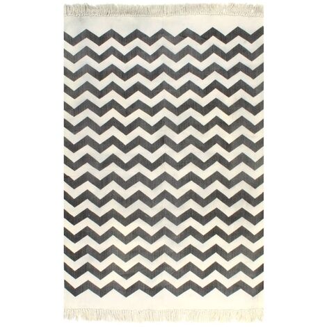 Tapis Kilim Coton 160 x 230 cm avec motif noir/blanc vidaXL - N/A