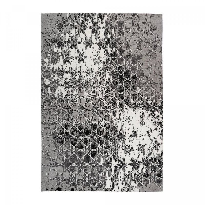 Dezenco - Tapis kilim tissé 160x230 gris et noir rectangle grafacé