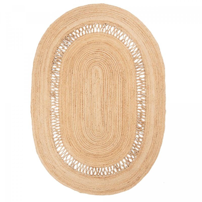 Impalo - Tapis jute fait main 120x170 beige ovale jutoval