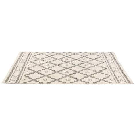Tapis kilim rectangulaire 120x170 cm – Motif losange beige – Coton pour résistance et longévité – Entretien facile à 40°C – Linnea