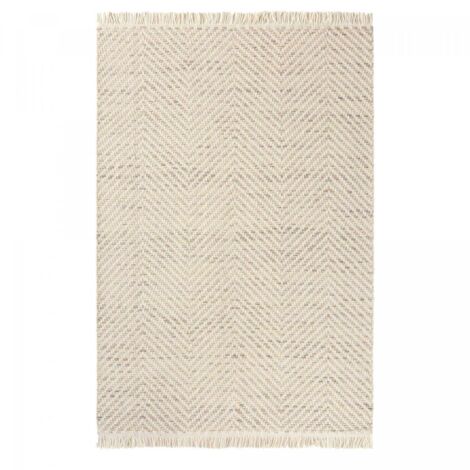Tapis kilim tissé en laine 140x200 beige rectangle motif géométrique TWILL