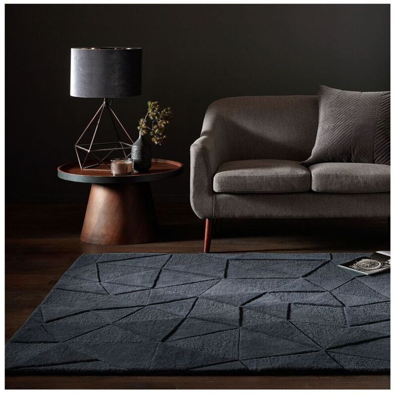 Flair Rugs - Tapis laine design rectangle graphique Shard Charbon 120x170