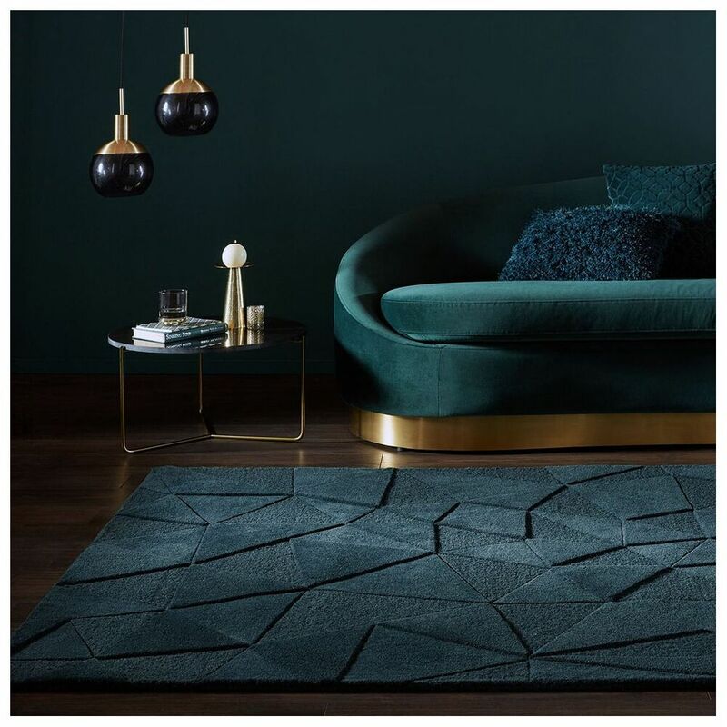 Flair Rugs - Tapis laine design rectangle graphique Shard Sarcelle 120x170