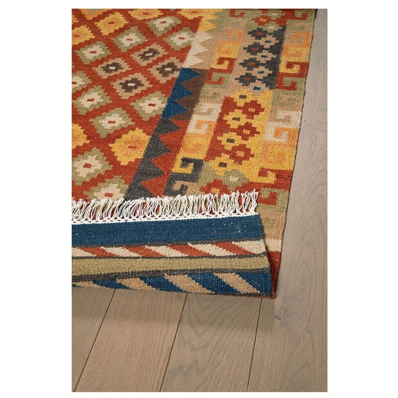 Deladeco - Tapis laine et coton avec franges plat kilim Azyan Multicolore 60x120