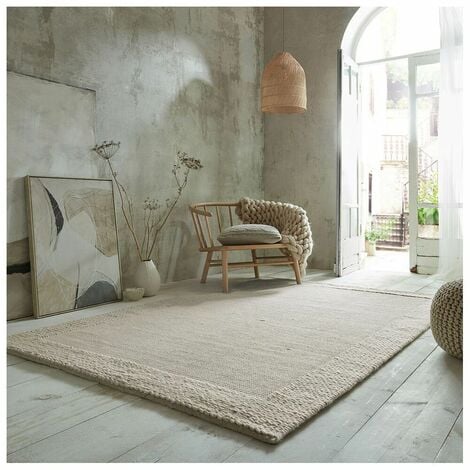 FLAIR RUGS Tapis laine plat contemporain rectangle Rue Naturel 120x170