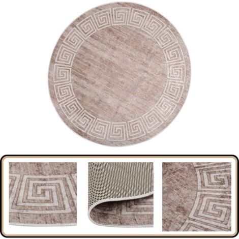 Tapis lavable antidérapant 120 cm beige - Tapis Salon - Tapis Chambre - Tapis Design - Tapis Moderne - Tapis Beige