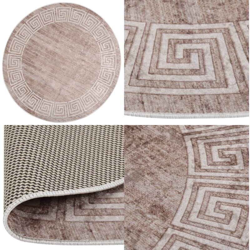 Tapis lavable antidérapant 120 cm beige - Tapis Salon - Tapis Chambre - Tapis Design - Tapis Moderne - Tapis Beige - Home & Living