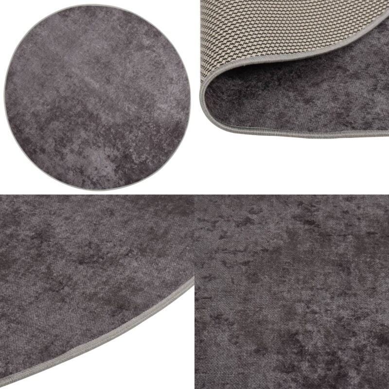 Vidaxl - Tapis lavable antidérapant φ120 cm gris - Tapis Design - Tapis Salon - Tapis Chambre - Tapis Moderne - Tapis Gris - Home & Living