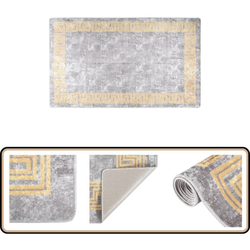 Vidaxl - Tapis lavable antidérapant 120x180 cm gris - Tapis Design - Tapis Salon - Tapis Chambre - Tapis Moderne - Tapis Gris