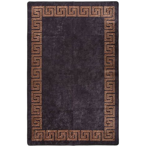 Tapis lavable antidérapant 160x230 cm Noir et doré