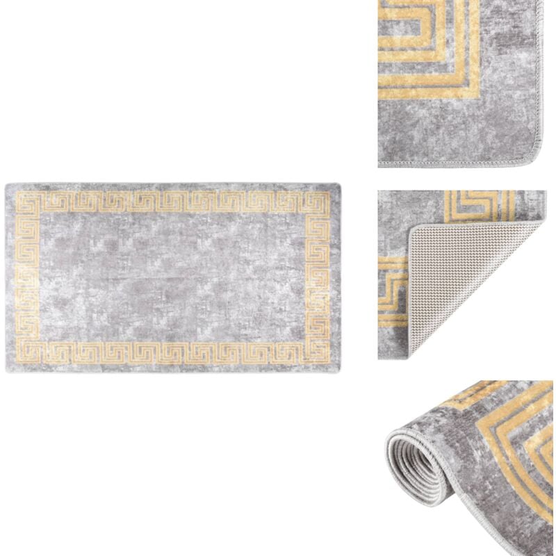 Vidaxl - Tapis lavable antidérapant 190x300 cm gris - Tapis Design - Tapis Salon - Tapis Chambre - Tapis Moderne - Tapis Gris