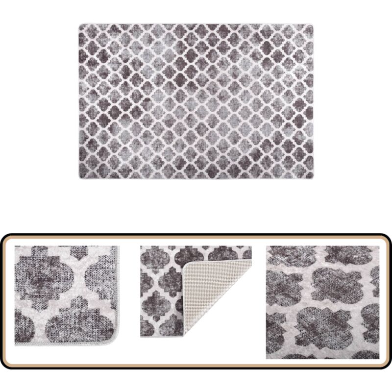 Vidaxl - Tapis lavable antidérapant 80x150 cm Multicolore - Tapis Design - Tapis Salon - Tapis Chambre - Tapis Moderne - Tapis Gris